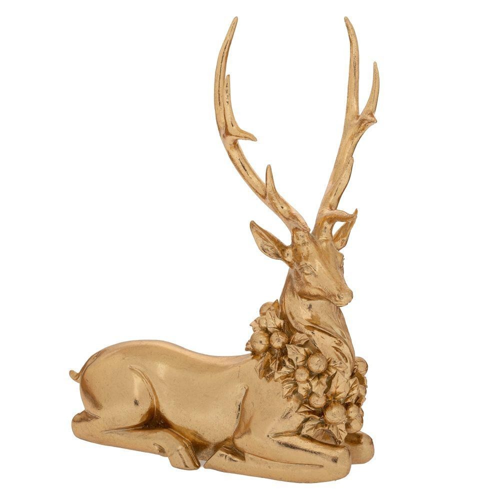 CERVO SEDUTO IN POLIRESINA ORO 25,5X12X34,5CM